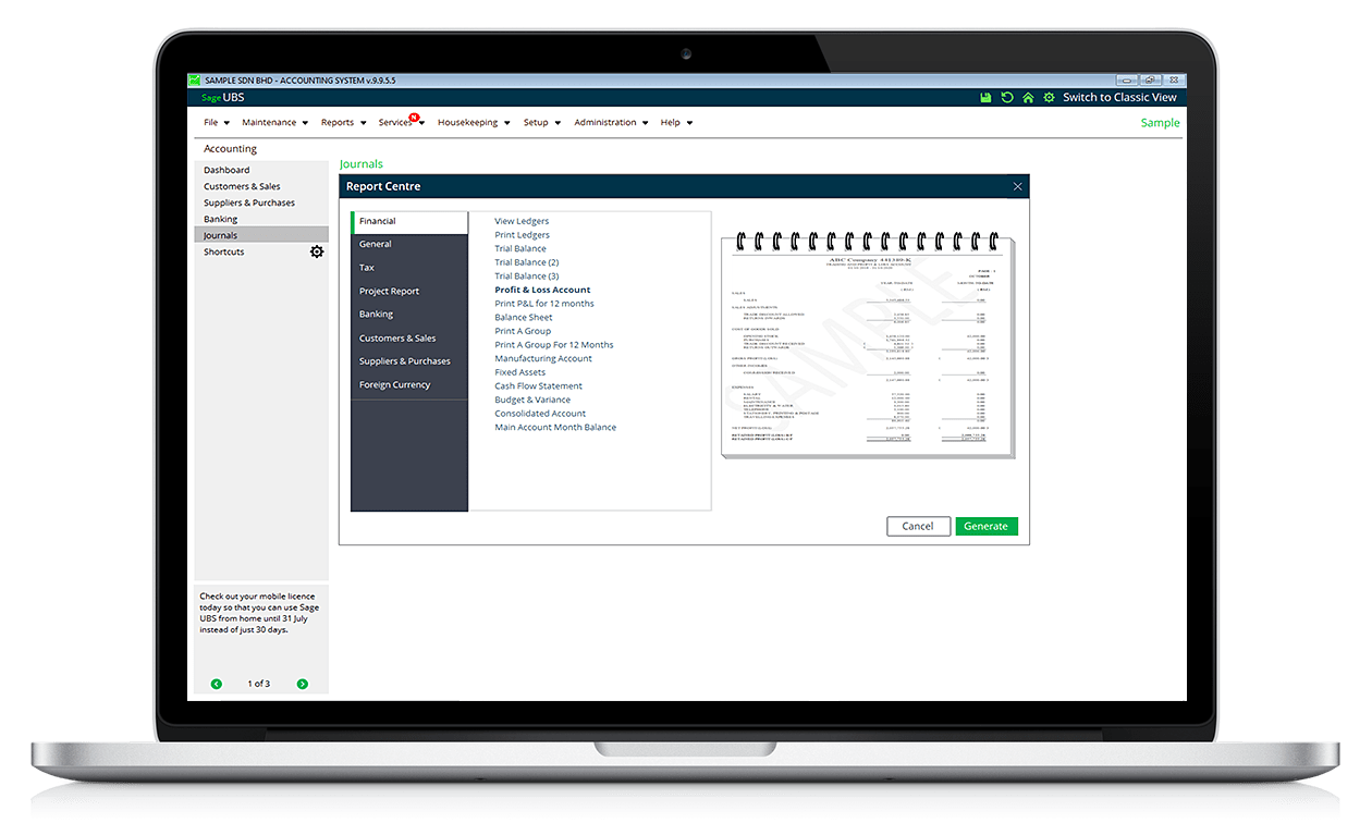 ubs accounting dashboard